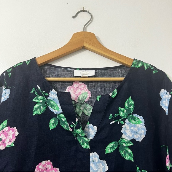 Charter Club 100% Linen Short Tie-Sleeve V Neck Top XL Casual Feminine Beach - Picture 2 of 10